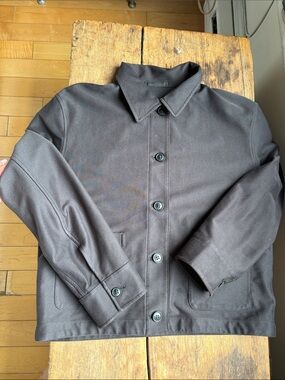 Unisex Black Button-Front Work Jacket